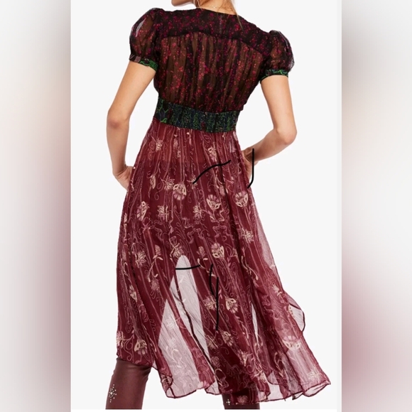 Free People Daisy Fields Sheer Floral Maxi Tunic Dress Size XS - Picture 3 of 10